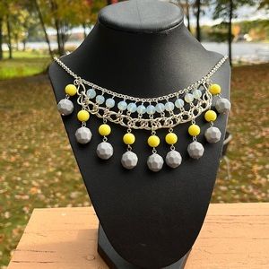 Fun gray & yellow costume jewelry necklace